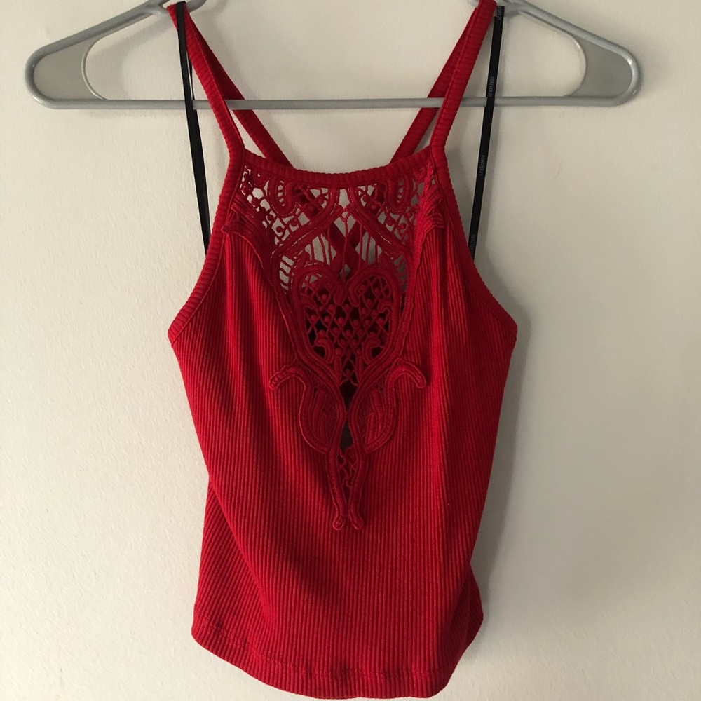 Red Open Back Crop Top